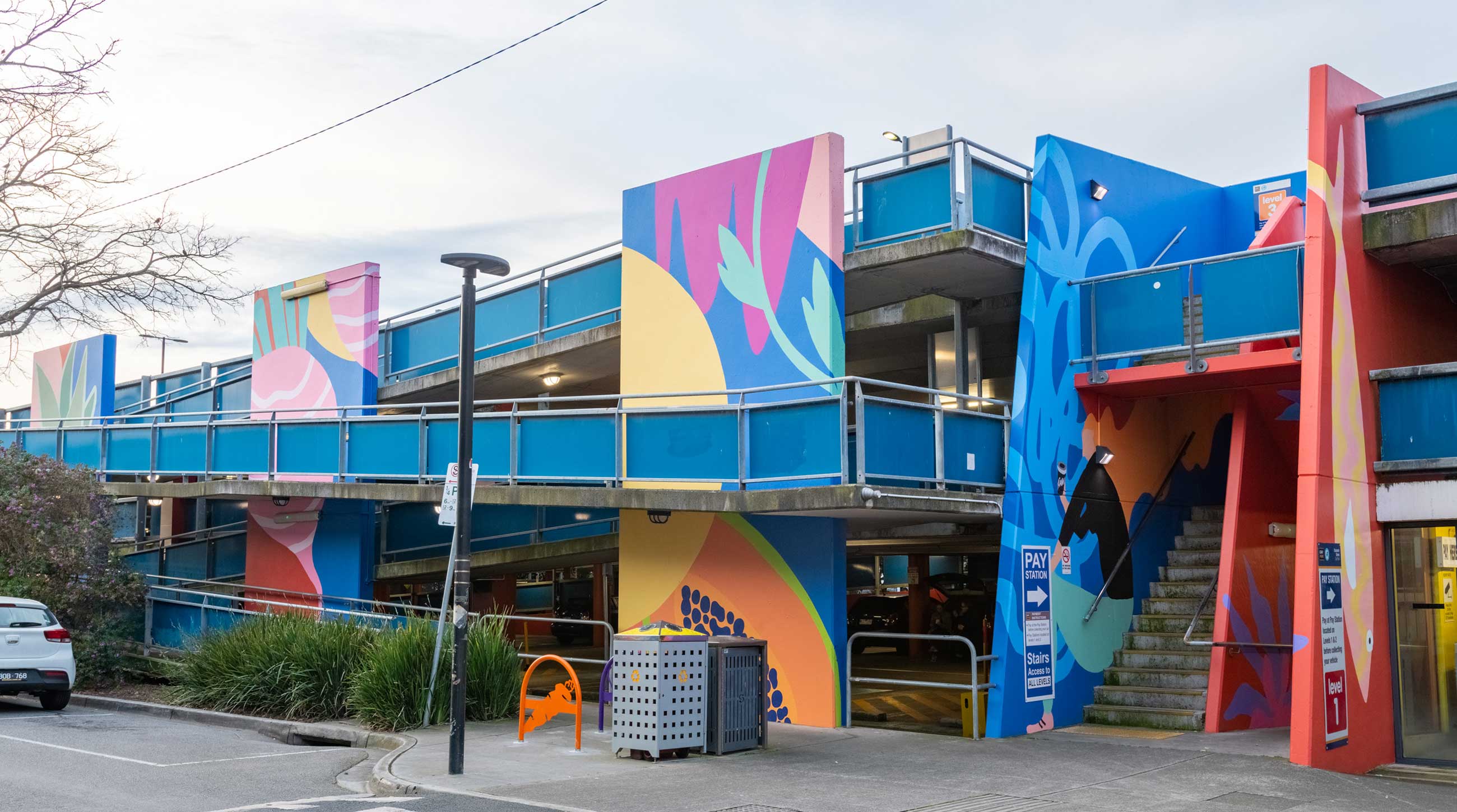 Wide view of the mural at the Prahran Market.