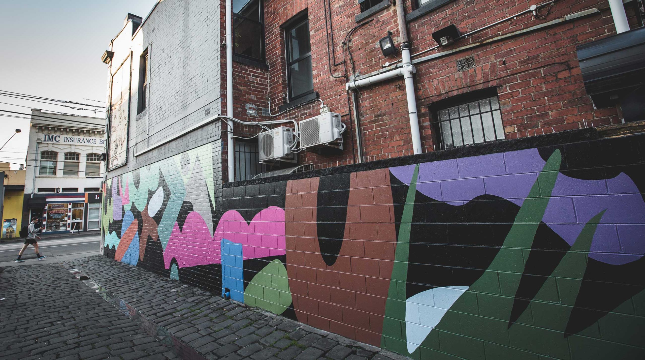 View of the mural by Paul Sonsie in an alleyway.