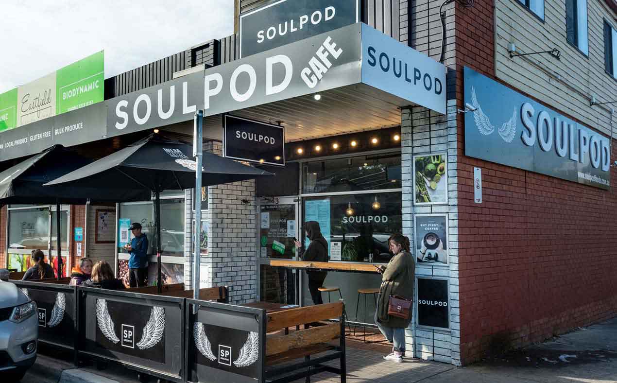 Soul Pod Cafe signage at the front in Croydon Victoria.
