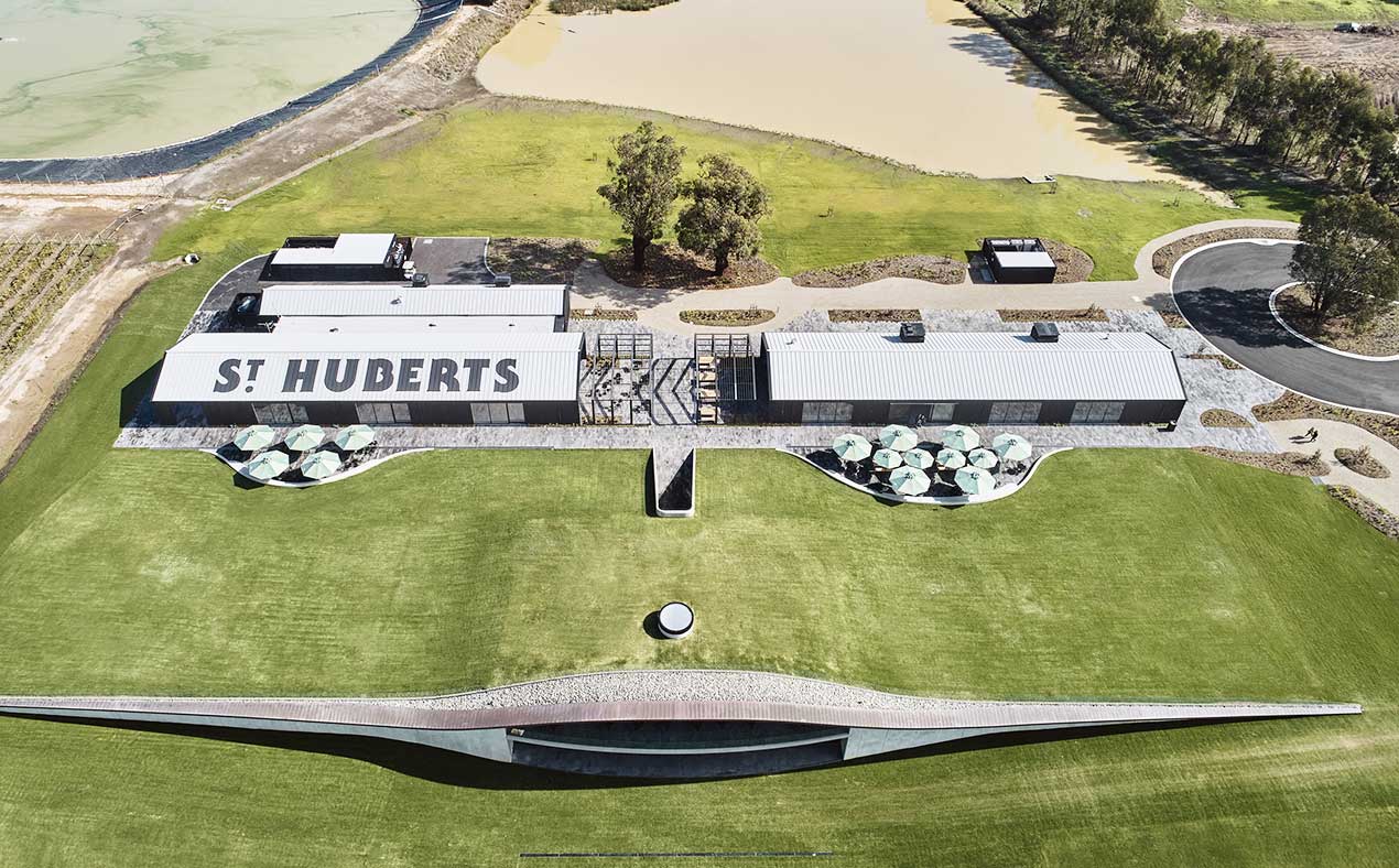 St Huberts roof view and signage in Coldstream Victoria.