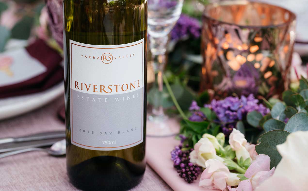Yarra Valley Riverstone Estate Wines 2016 sav blanc label design.